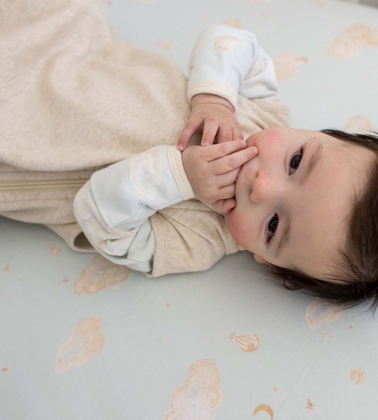 Good Night Sky Organic Cotton Crib Sheets Set of 2 - Ice Flow