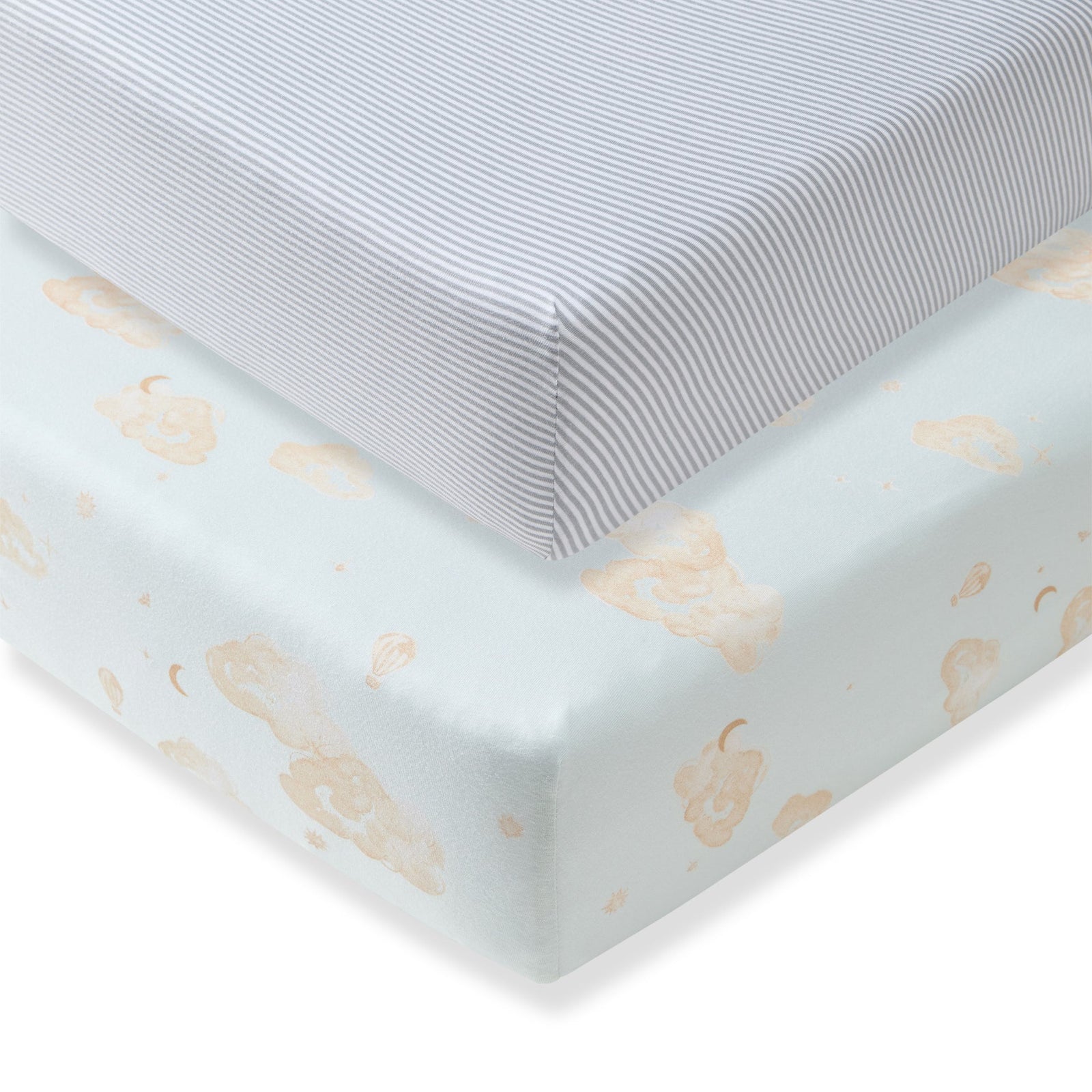 Good Night Sky Organic Cotton Crib Sheets Set of 2 - Ice Flow