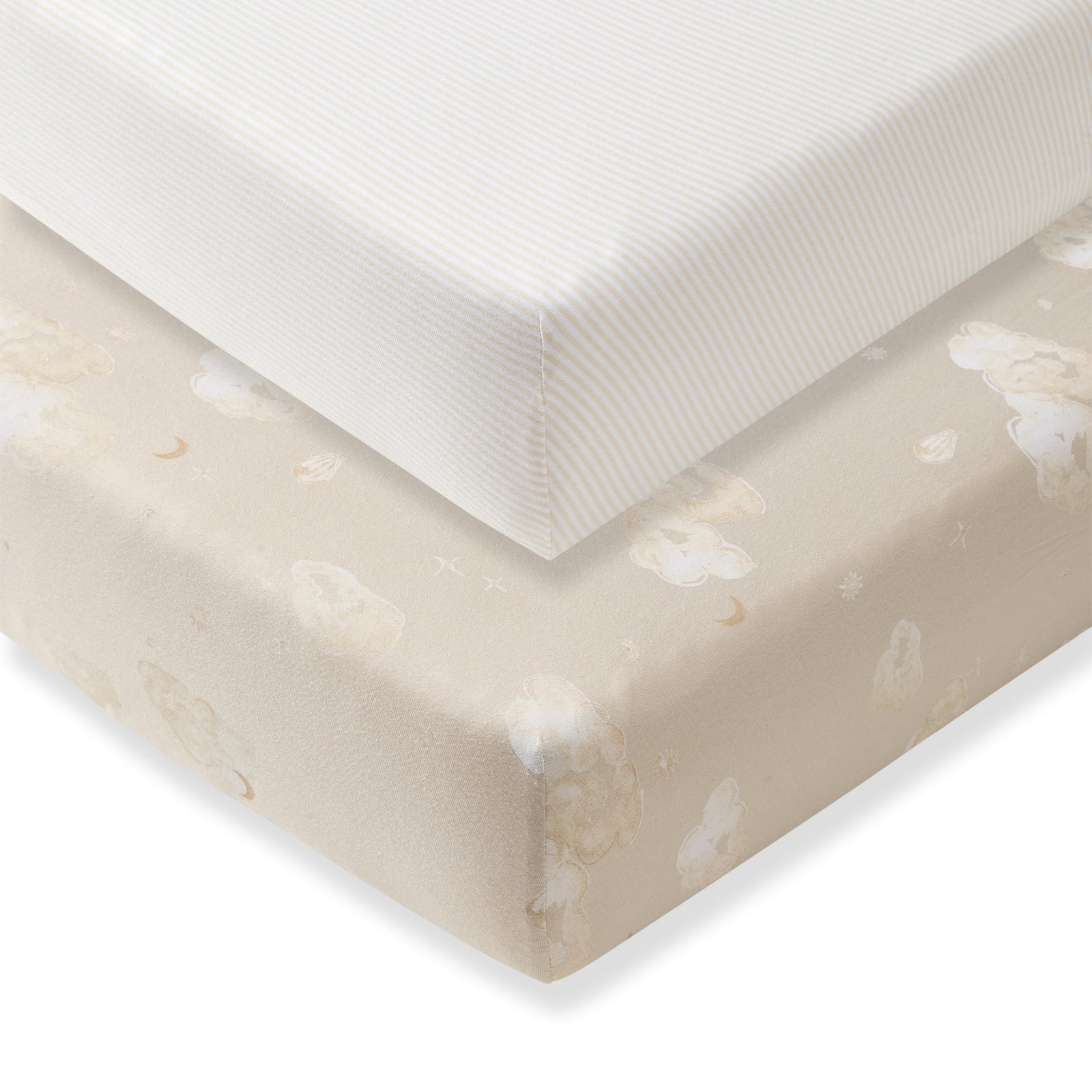 Good Night Sky Organic Cotton Crib Sheets Set of 2 - Limestone