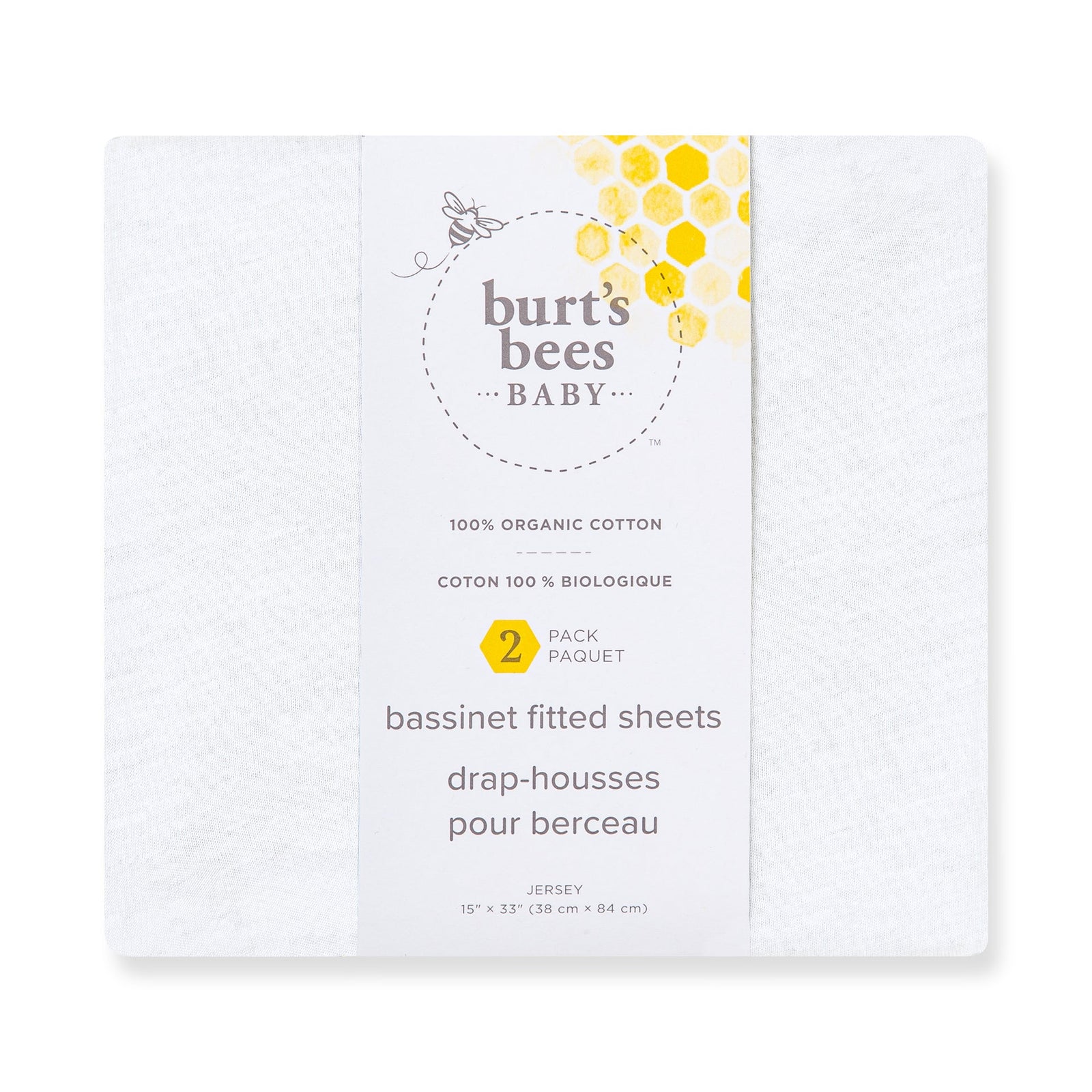 Solid Organic Cotton BEESNUG® Fitted Bassinet Sheet 2 Pack
