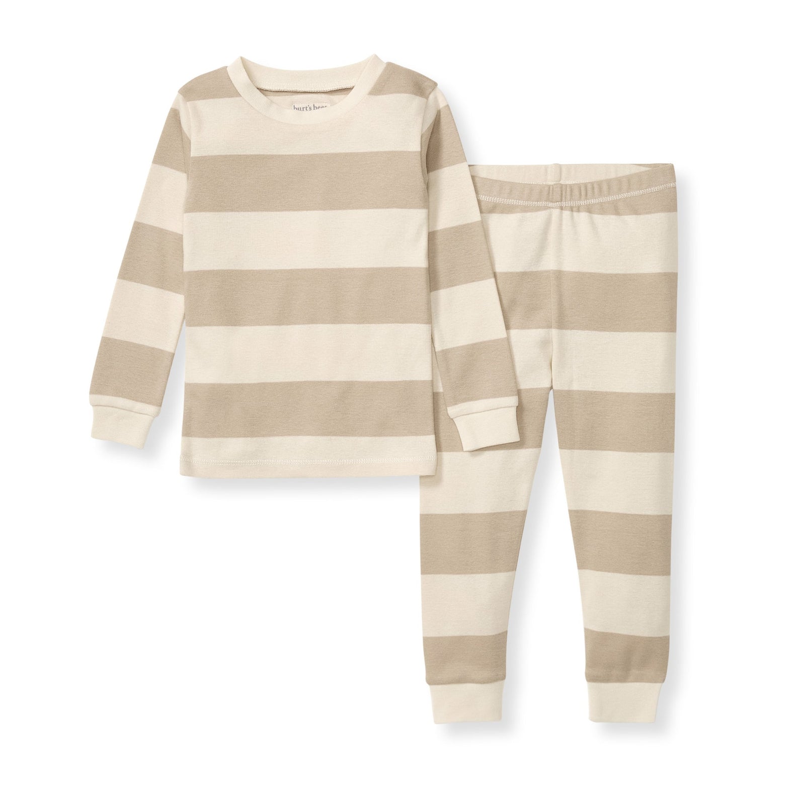 Mommy & Me Rugby Stripe Organic Cotton Two-Piece Pajamas - Oat
