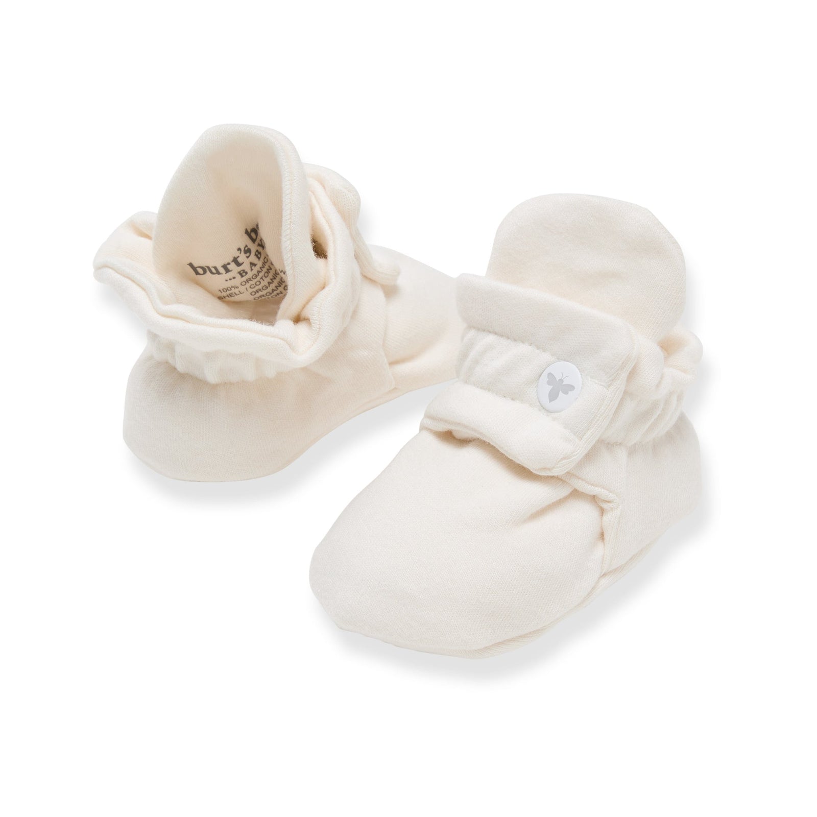 Solid Organic Cotton Baby Booties - Eggshell