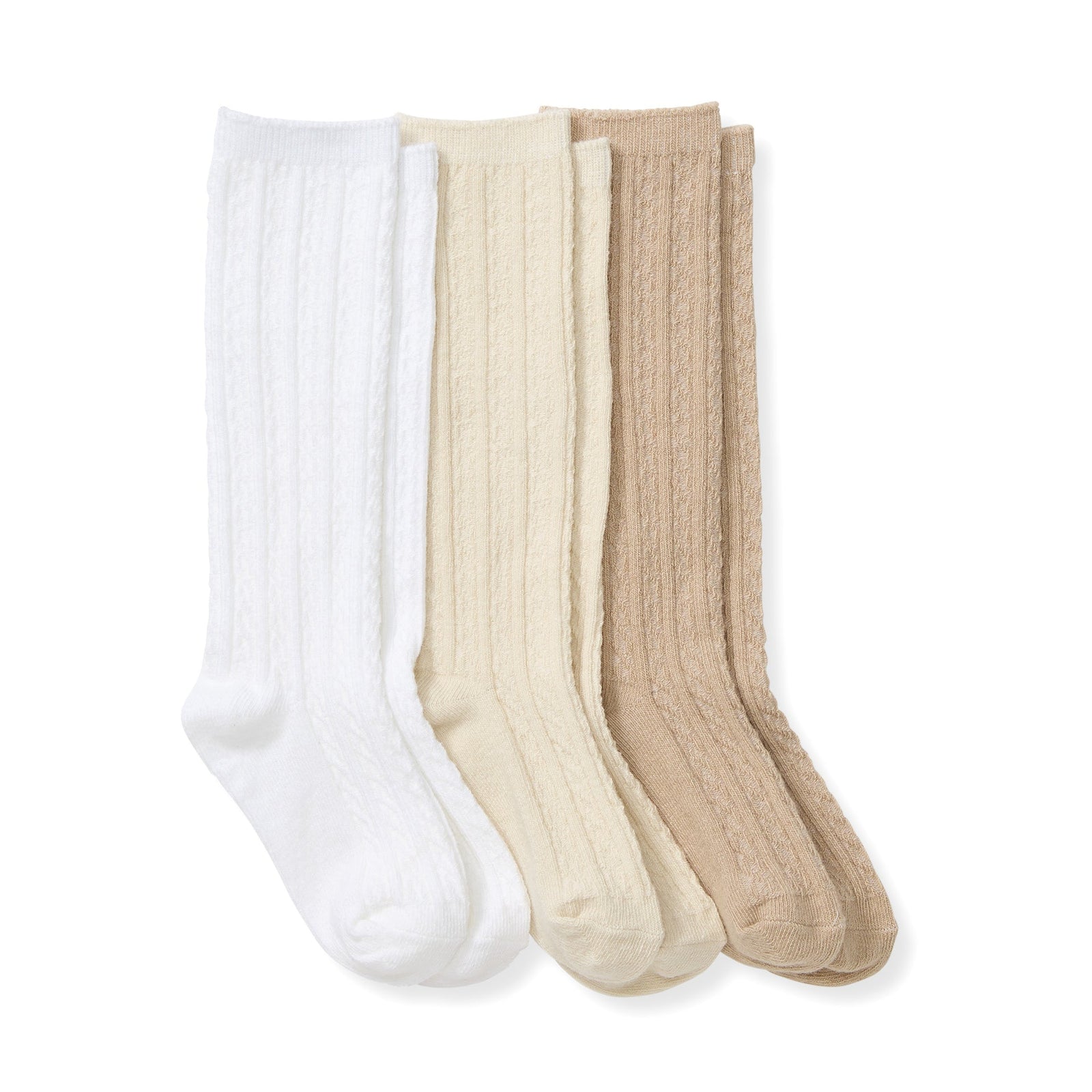 Organic Cotton Cable Knit Knee High Baby Socks 3 Pack