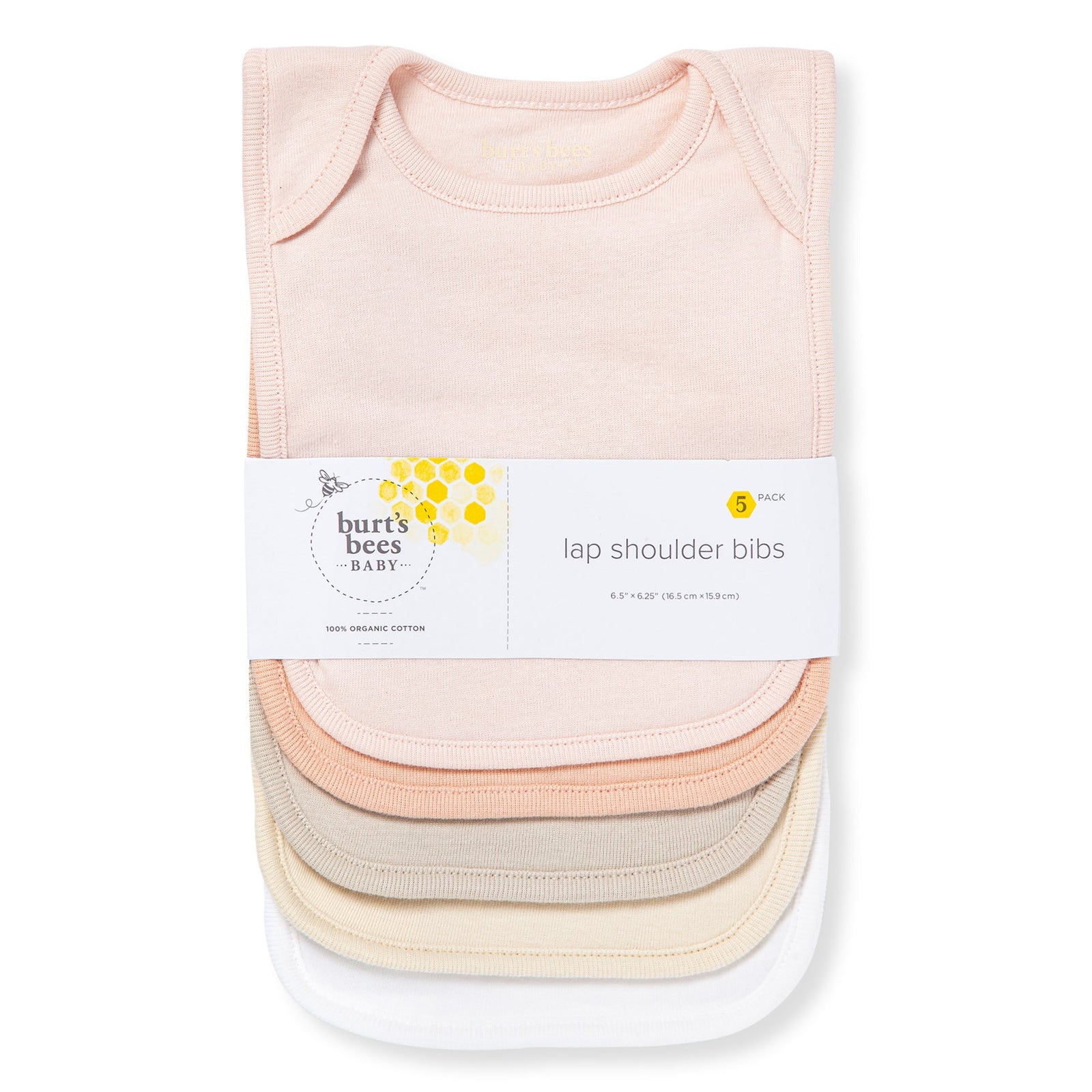 Solid Organic Cotton Baby Bibs 5 Pack - Pink Sand