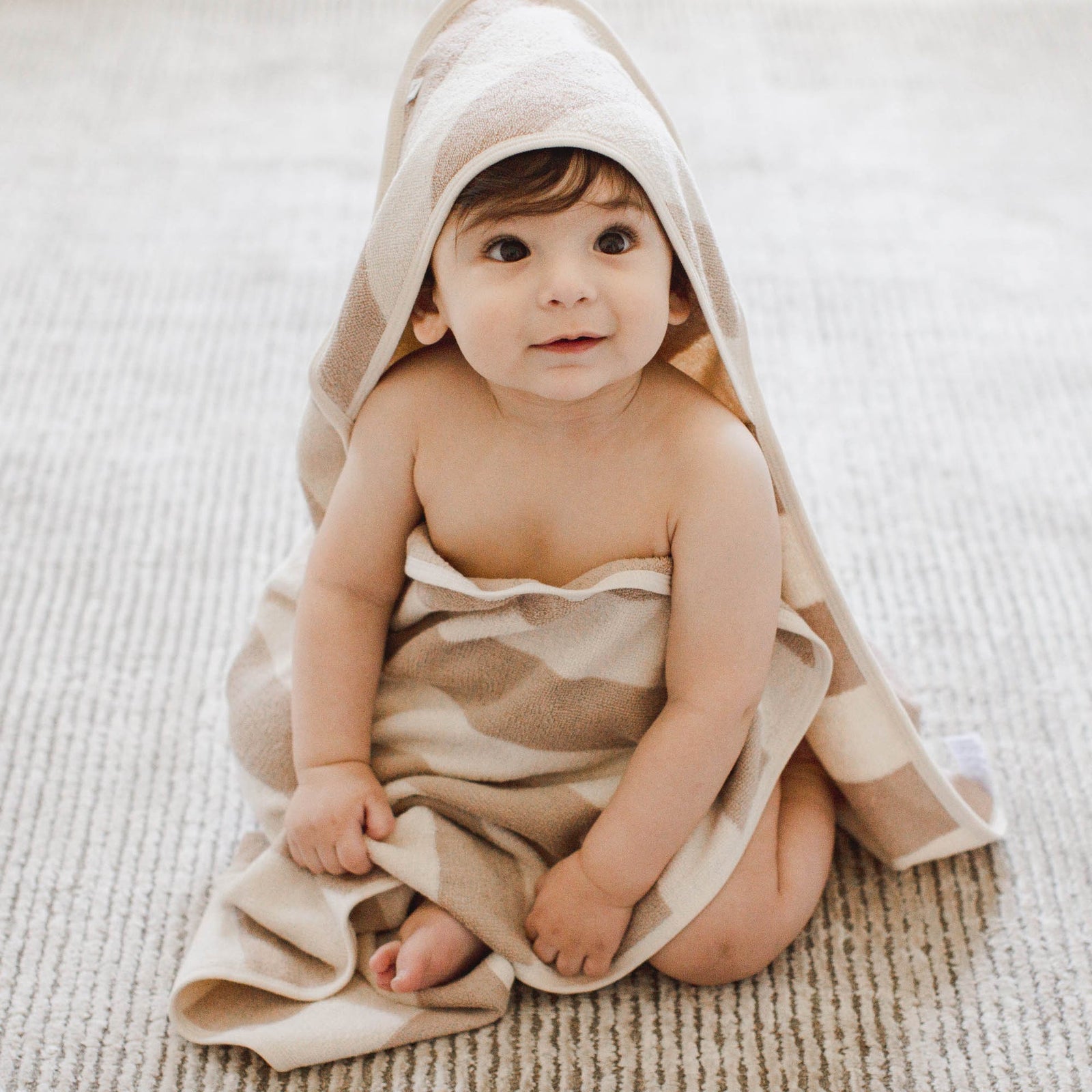 Product Image 1 of Organic Cotton Rugby Stripe Woven Terry Towel - Oat