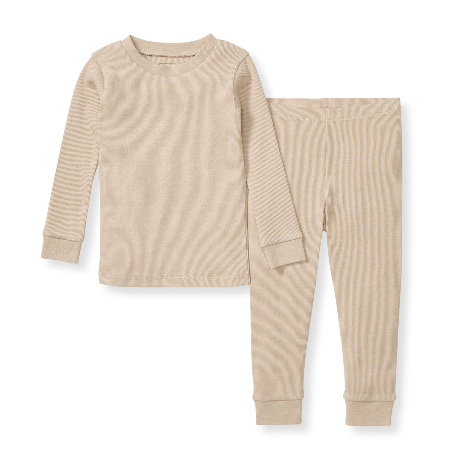 Solid Rib Organic Cotton Two-Piece Pajamas - Hummus