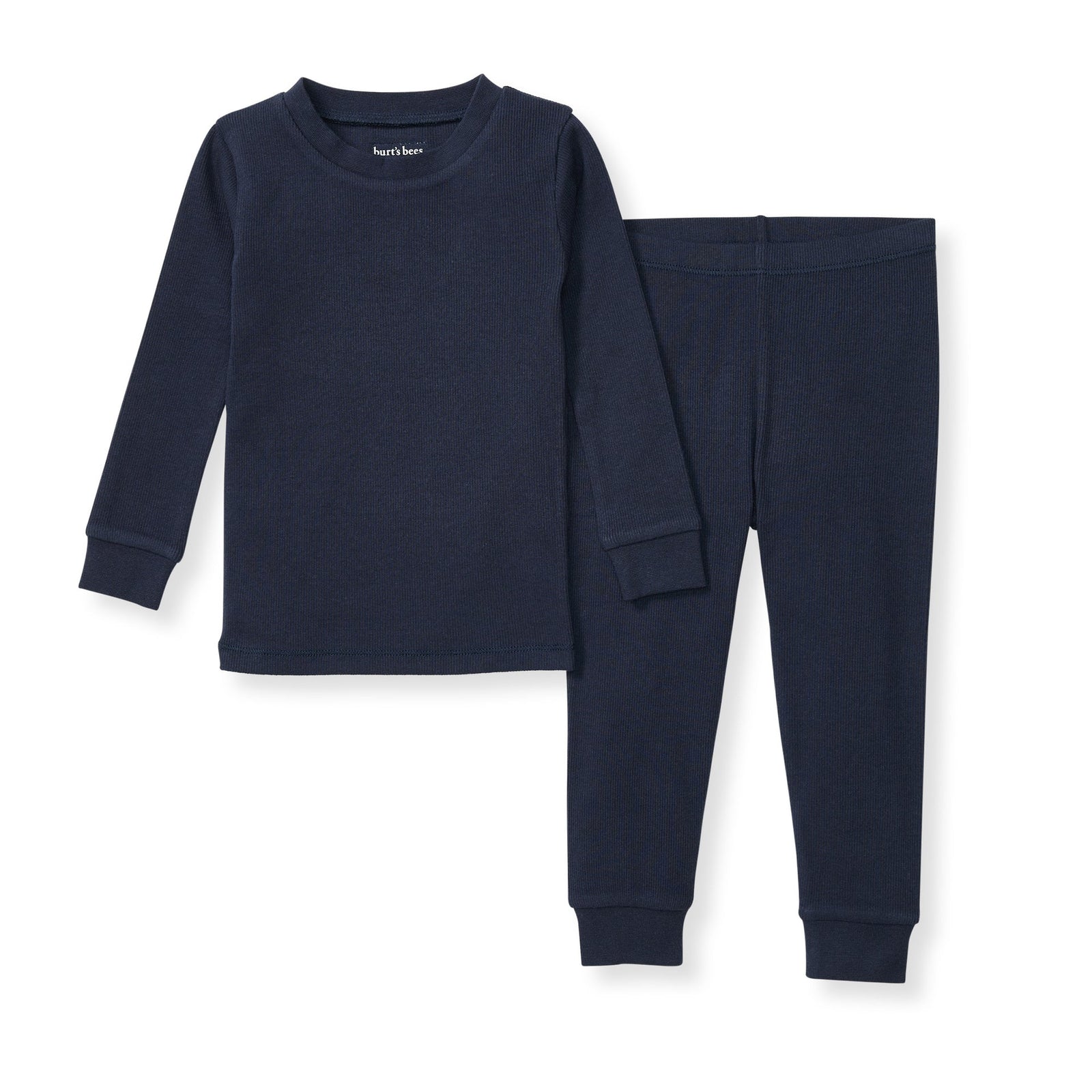 Solid Rib Organic Cotton Two-Piece Pajamas - Midnight