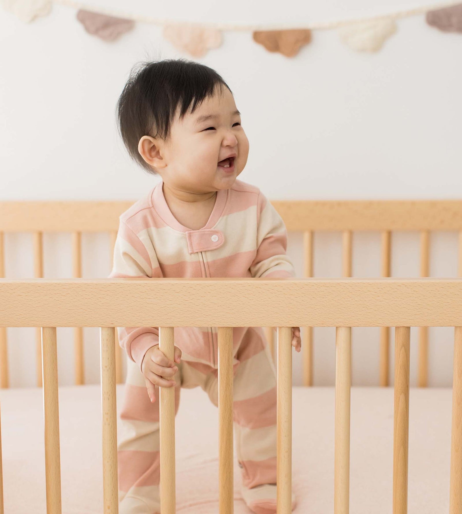 Rugby Stripe Organic Cotton Sleeper - Pink Sand