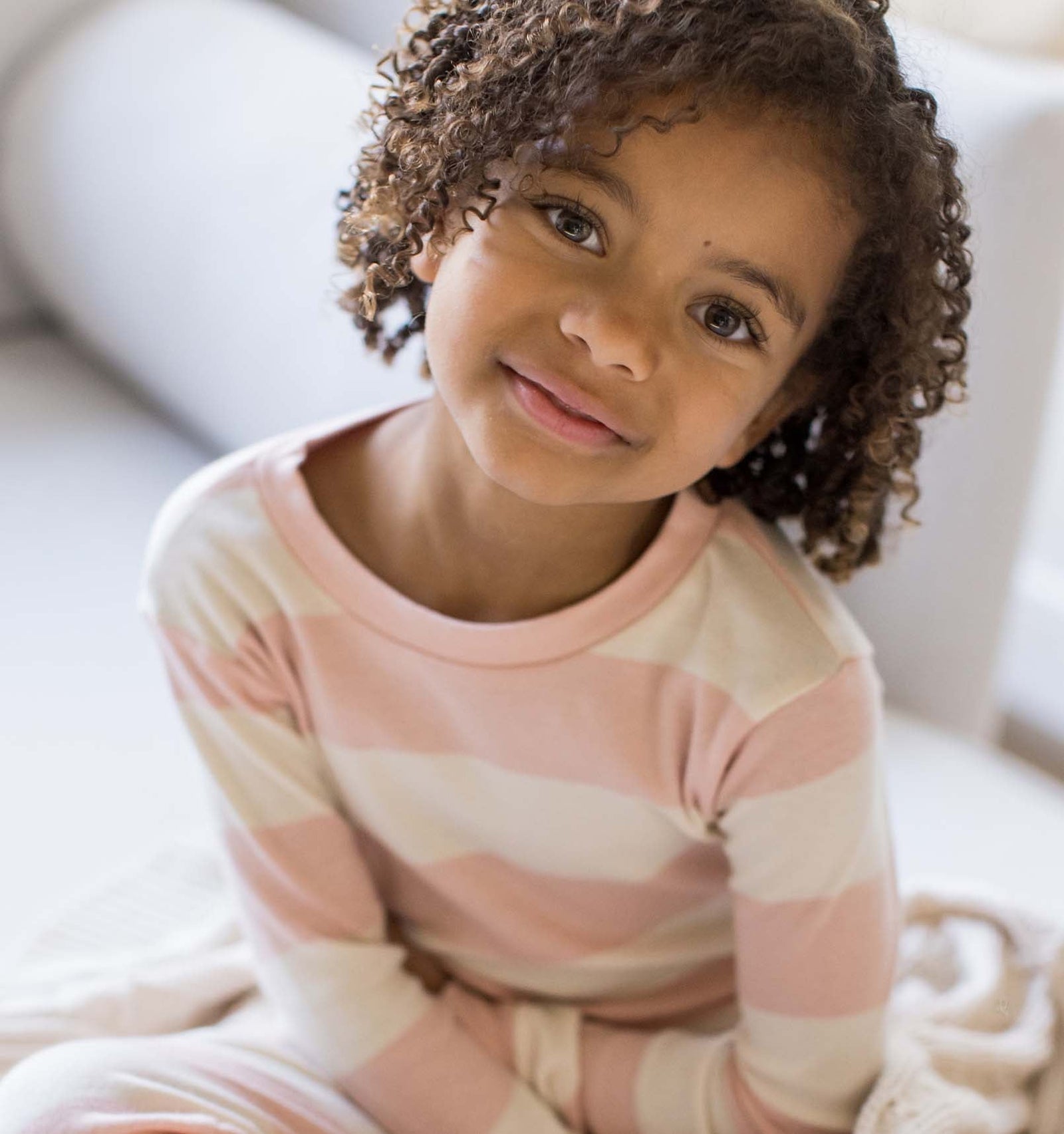 Rugby Stripe Organic Cotton Two-Piece Pajamas - Pink Sand