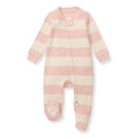 Rugby Stripe Organic Cotton Sleep & Play - Pink Sand