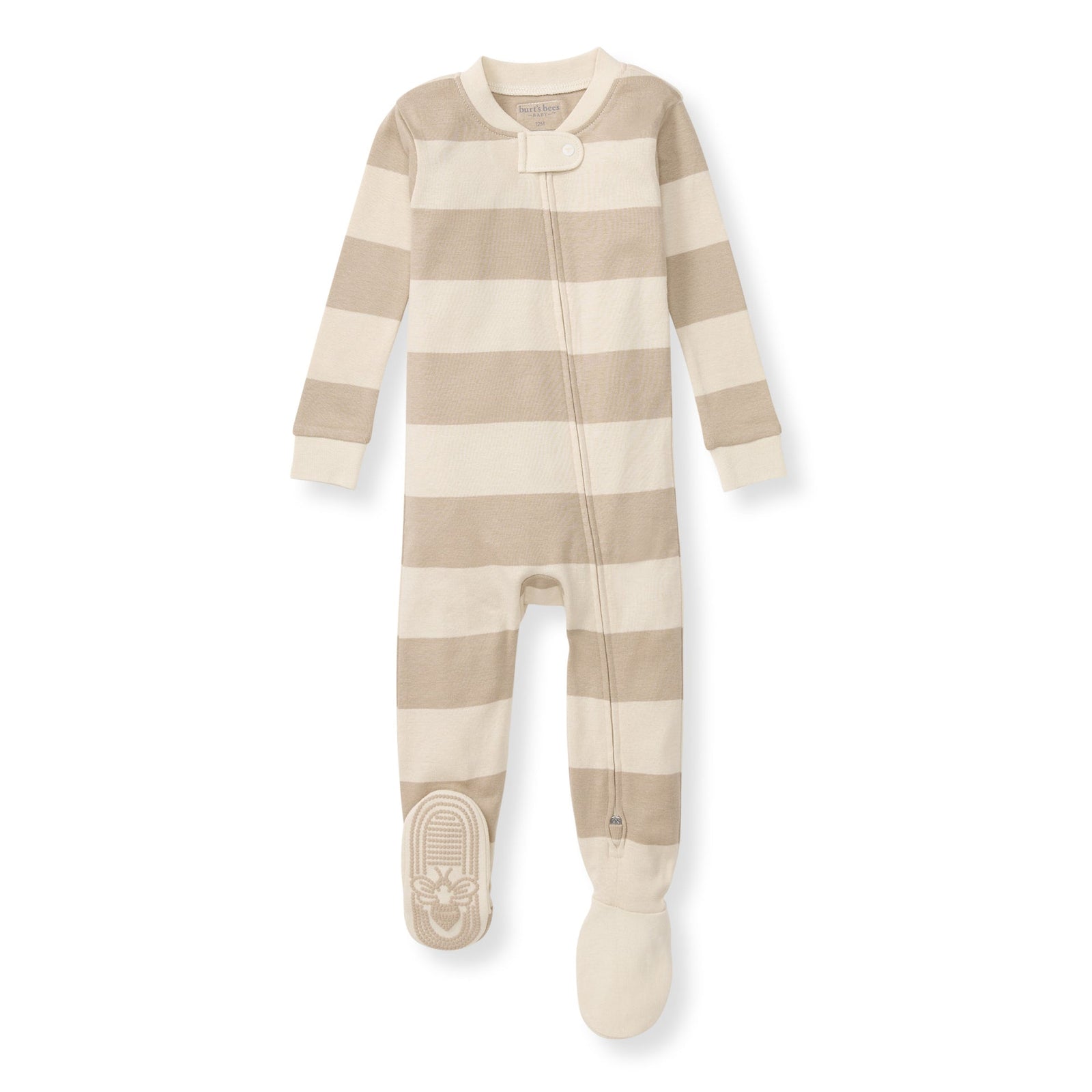 Mommy & Me Rugby Stripe Organic Cotton Sleeper - Oat