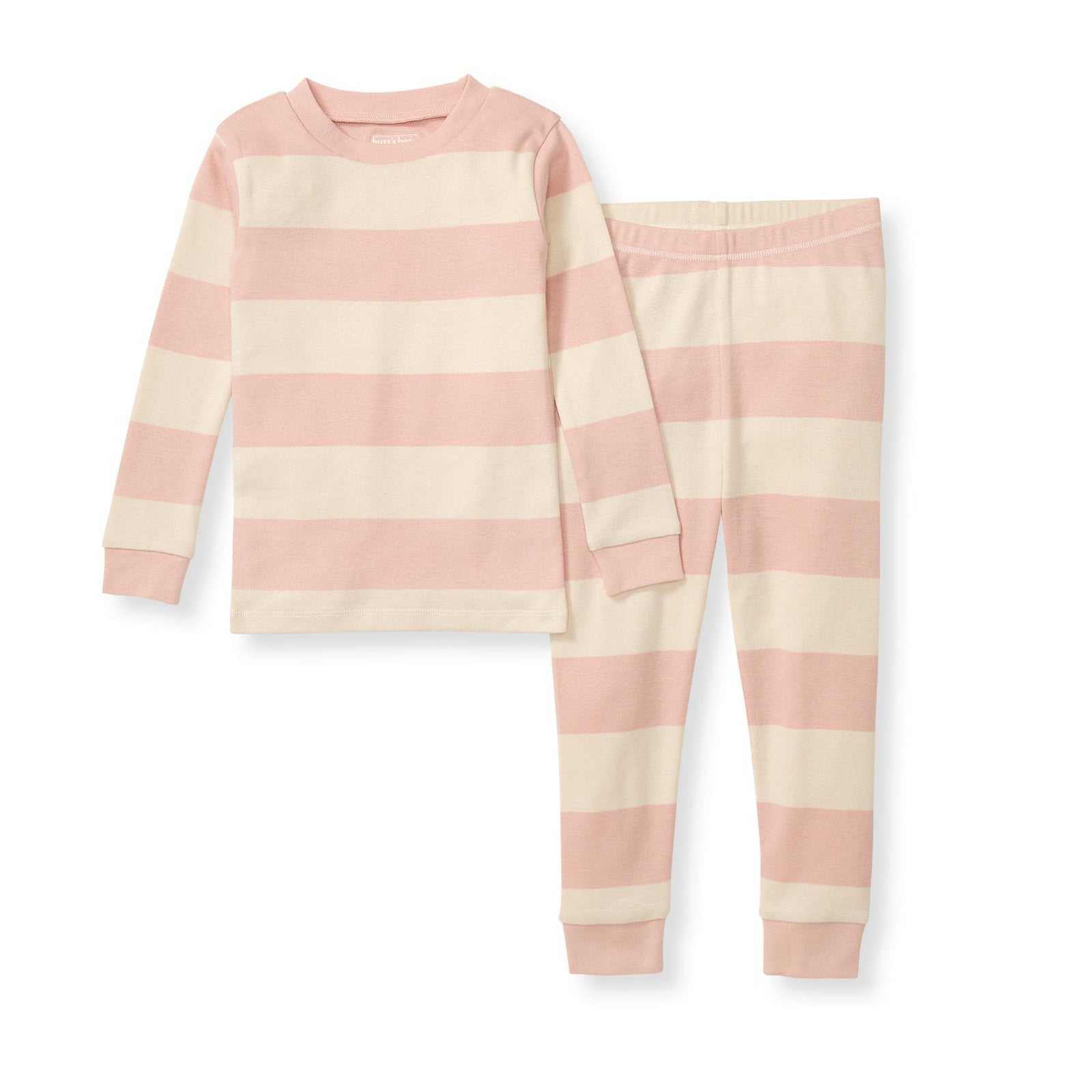 Rugby Stripe Organic Cotton Two-Piece Pajamas - Pink Sand