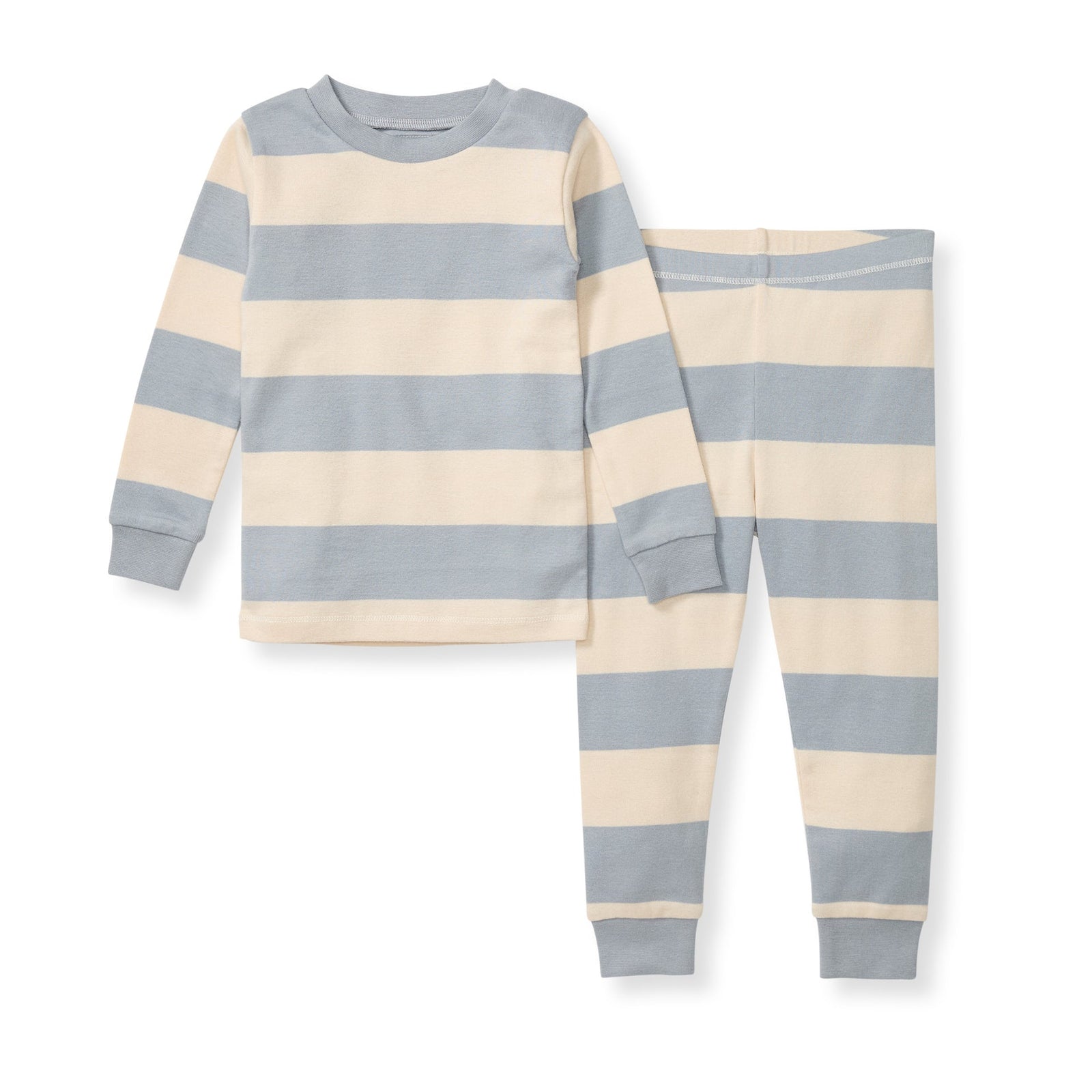 Rugby Stripe Organic Cotton Two-Piece Pajamas - Quarry