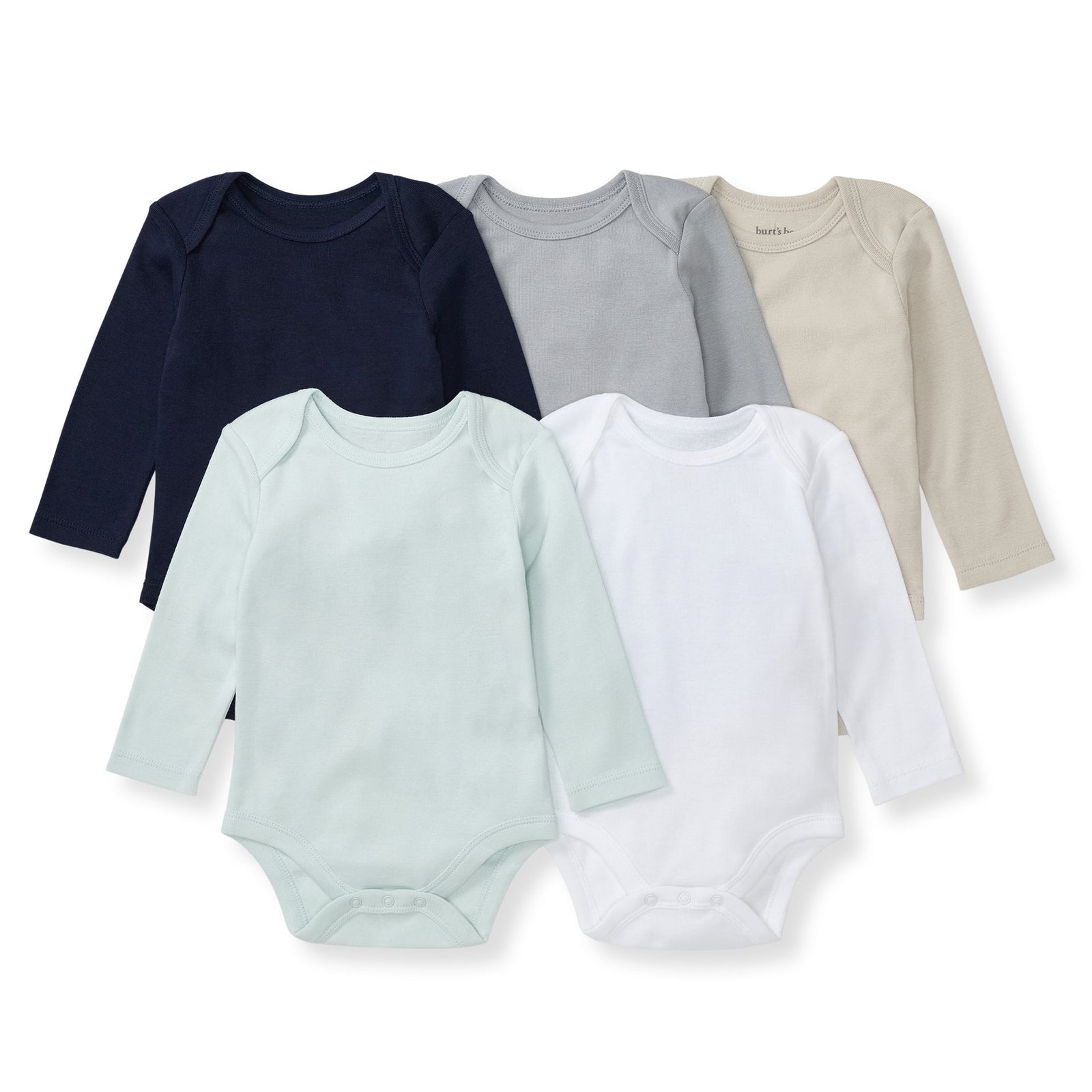 Solid Organic Cotton Long Sleeve Baby Bodysuits 5 Pack - Midnight