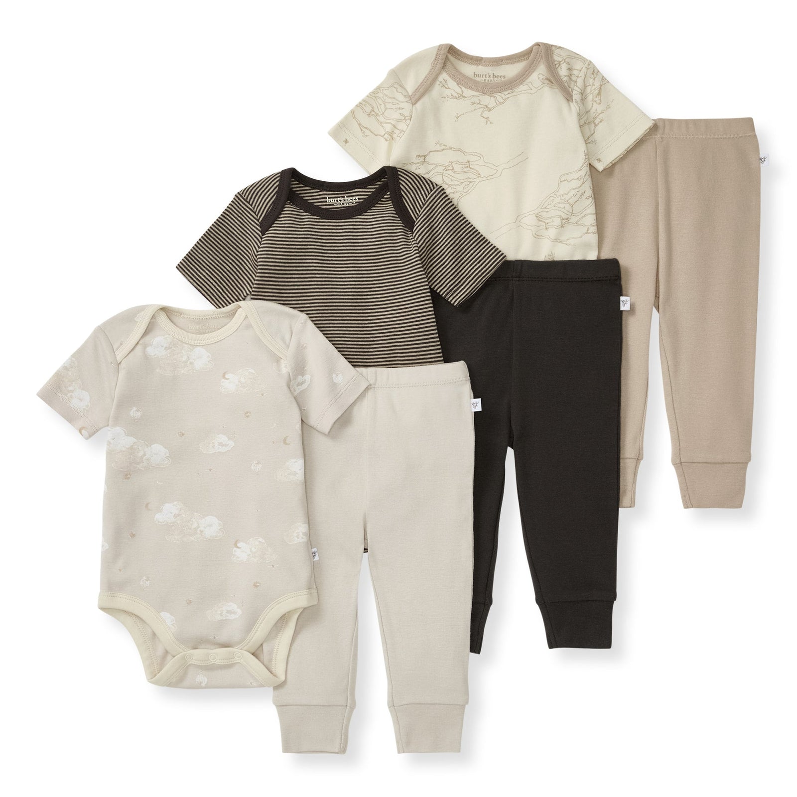 Swaying Branches Organic Short Sleeve Bodysuit & Pant Set 3 Pack