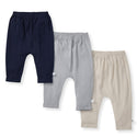 Solid Organic Cotton Baby Pants 3 Pack - Midnight
