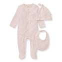Organic Cotton Jumpsuit, Bib & Hat 3 Piece Set - Ranunculus