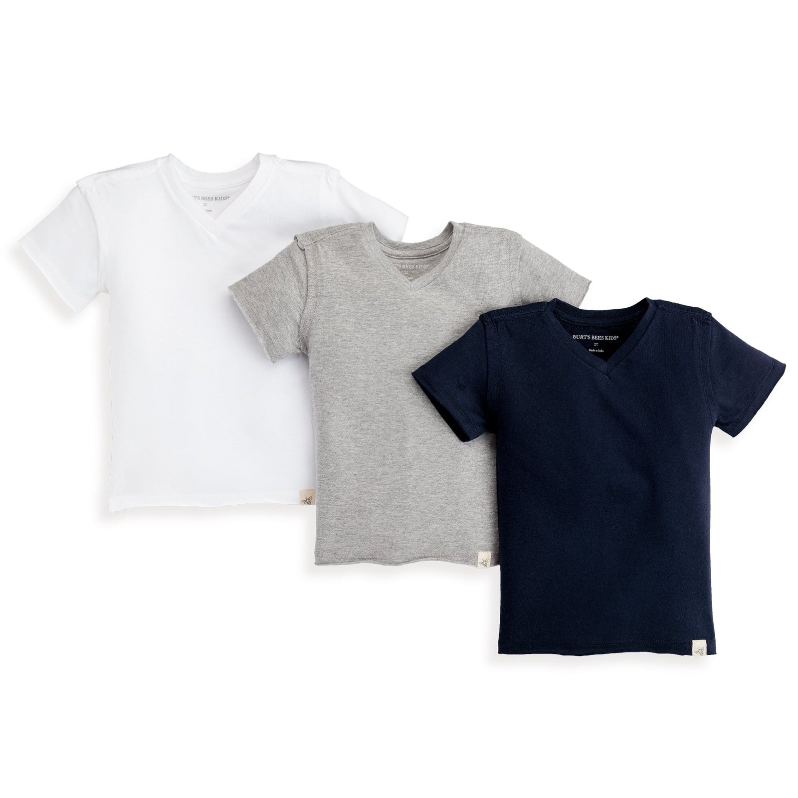 Short Sleeve Organic Cotton V Neck Tees 3 Pack
