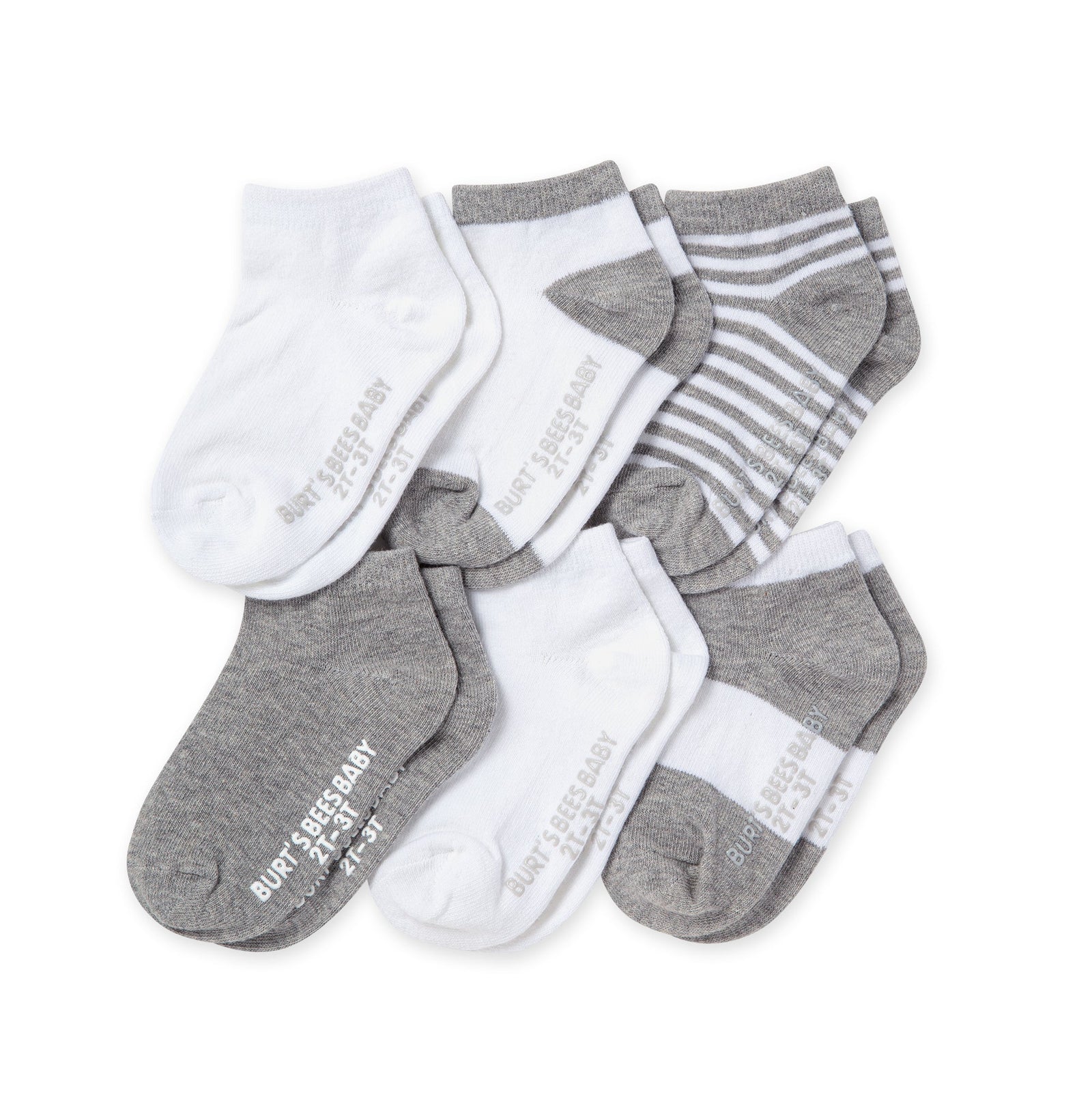 Solid & Stripes Organic Cotton Toddler Ankle Socks 6 Pack