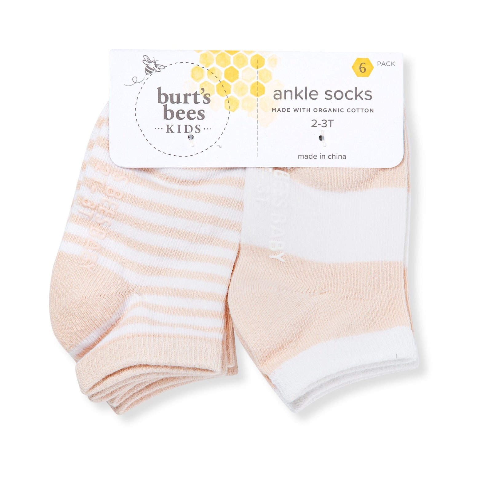Solid & Stripes Organic Cotton Toddler Ankle Socks 6 Pack - Ranunculus