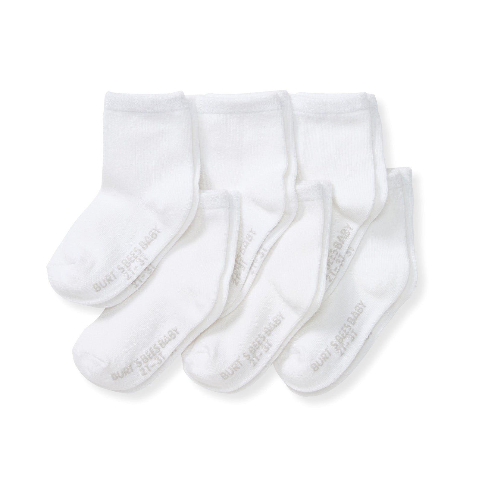Solid Organic Cotton Toddler Crew Socks 6 Pack