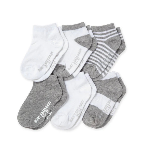 Solid & Stripes Organic Cotton Baby Ankle Socks 6 Pack